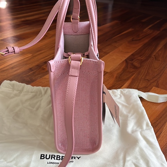 Burberry Mini Freya Horseferry Logo Canvas and Leather tote, NEW - Picture 12 of 17